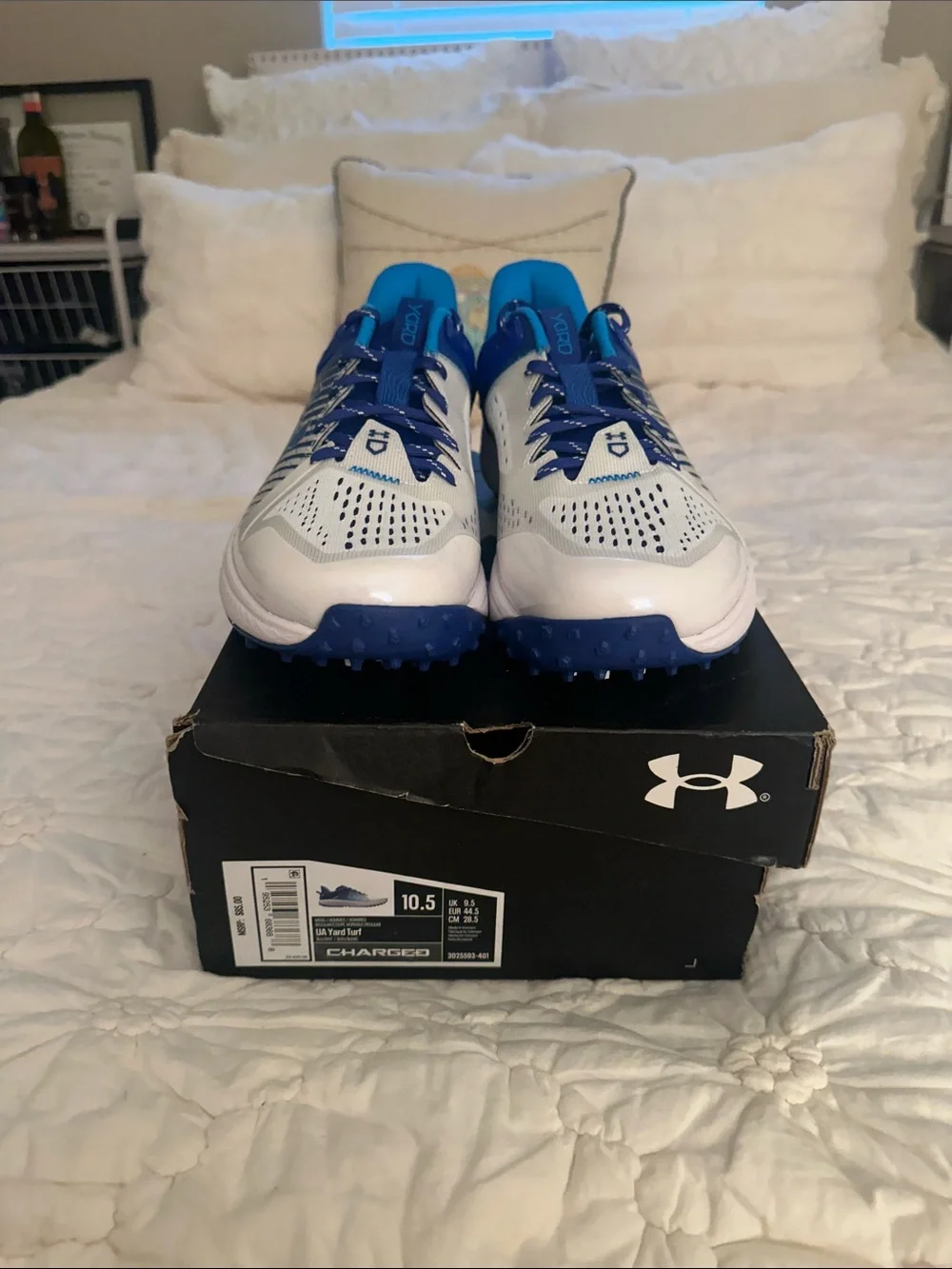 Under Armour White and Blue Men's Athletic Shoes
